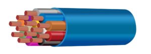 Multi-core Tyflo irrigation cable with blue outer sheath