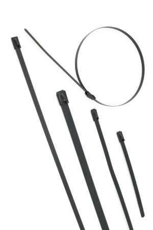 Coated stainless cable ties in black 316 stainless steel