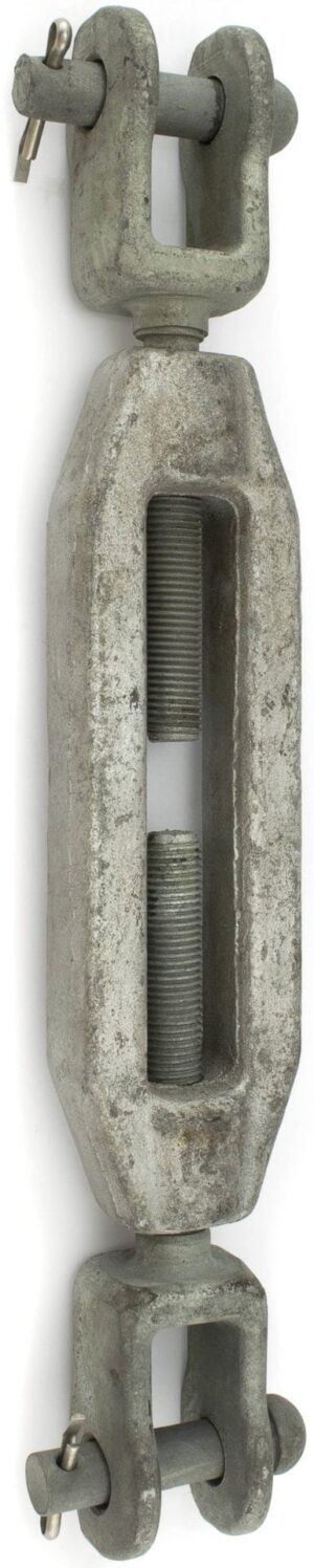 Clevis clevis turnbuckle with open steel body