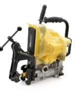 Side view of Cembre battery rail drill and clamping assembly