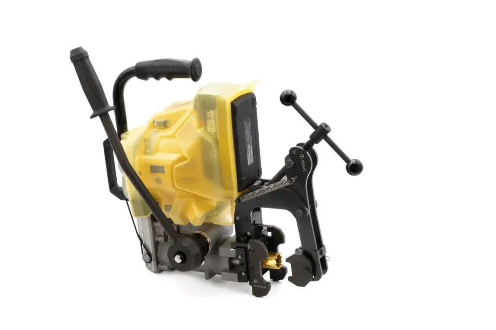 Cembre battery rail drill with rail clamping attachment