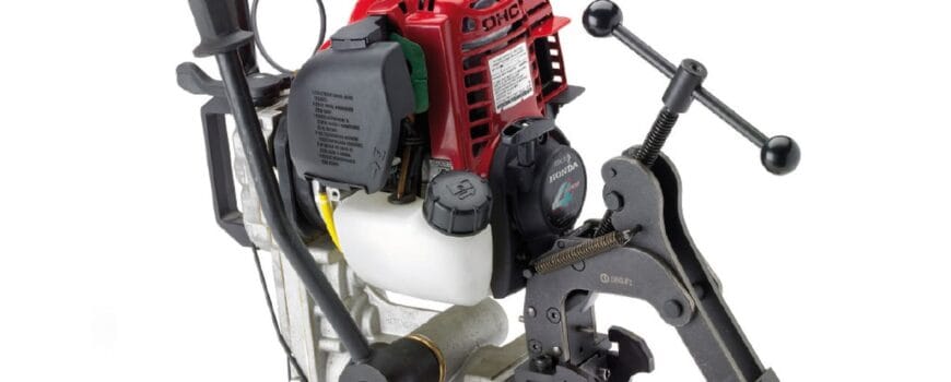 Cembre LD-42P petrol rail drill with Honda engine and rail clamp