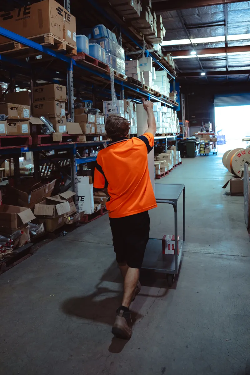 Engineering Supplies warehouse team member picking an order in Welshpool