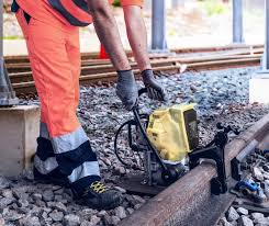 Cembre LD-16B-RPT battery rail drill on railway track