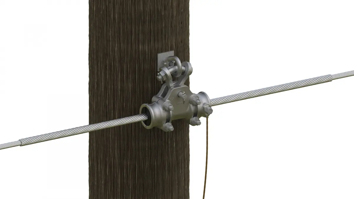 Cable suspension clamp on a pole