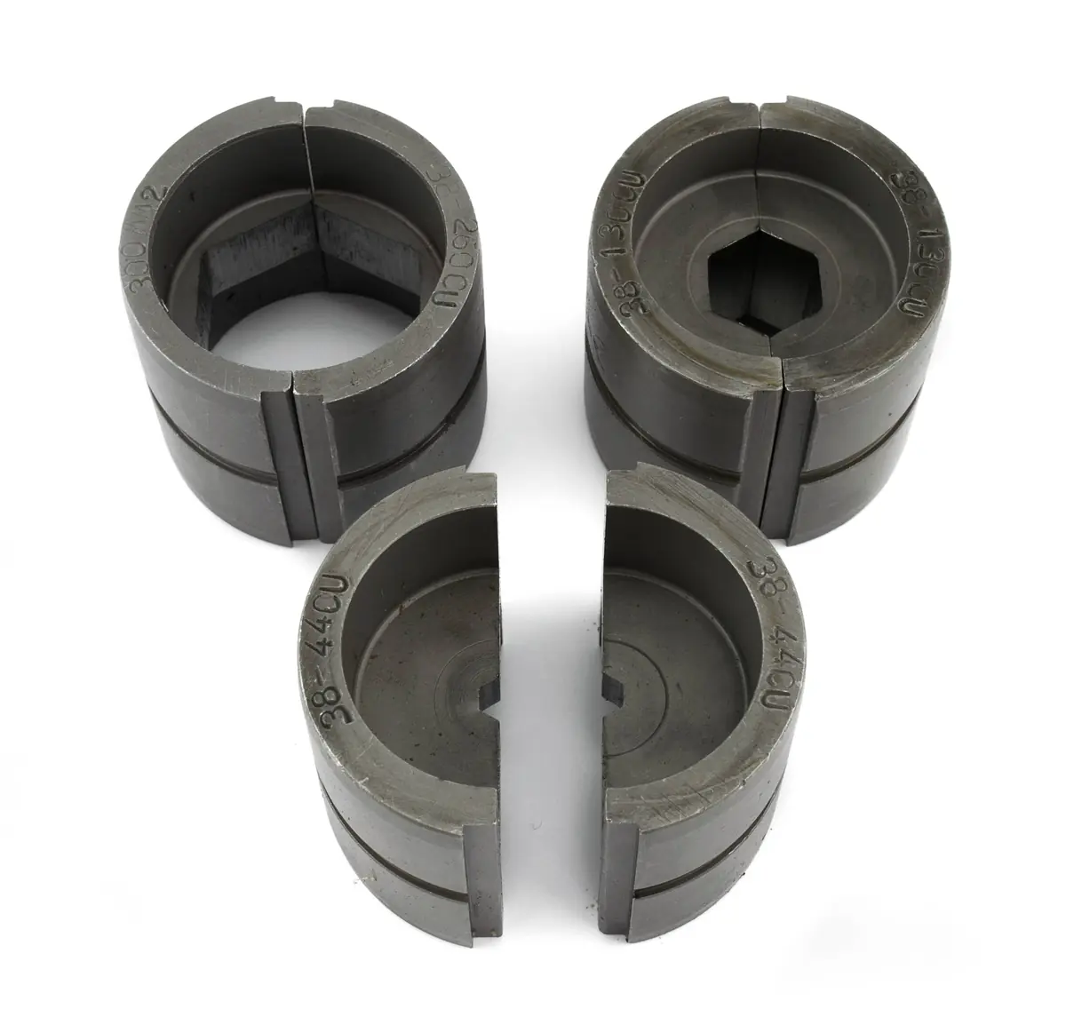 Hex crimping dies for compression tooling