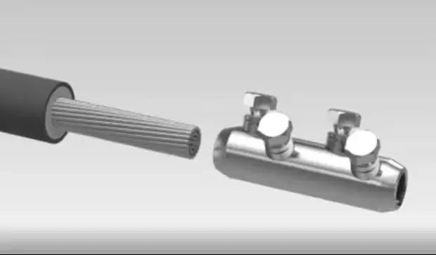 Shear bolt connector with stranded aluminium conductor